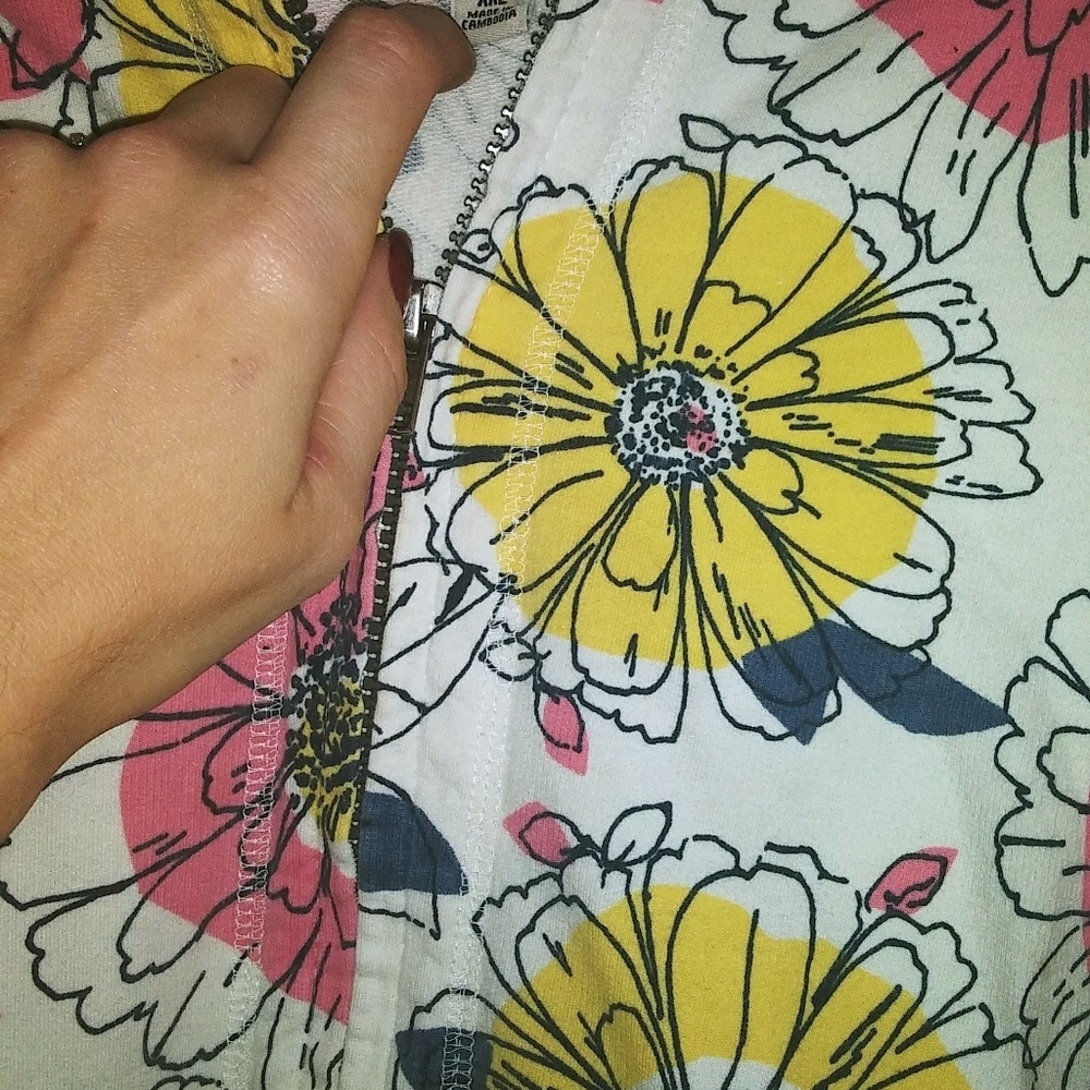 Merona Floral Zip Up Hooded Sweatshirt size XXL NWOT. - Picture 7 of 9